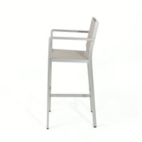 29.5 Inch Barstools With Silver Aluminum Frame And Grey Mesh Seating - Set Of 2