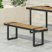 Outdoor Dining Bench For Stylish Patio Seating Gray And Natural