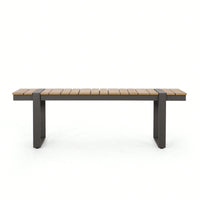 Outdoor Dining Bench For Stylish Patio Seating Gray And Natural