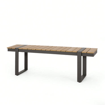 Outdoor Dining Bench For Stylish Patio Seating Gray And Natural