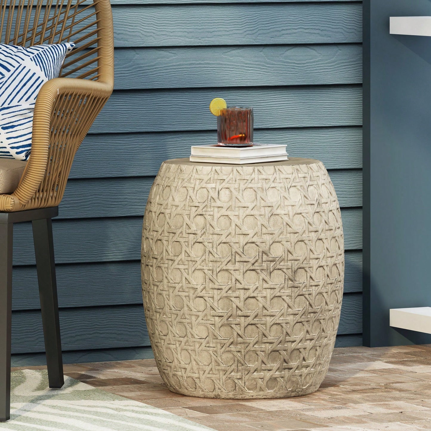 Lightweight Outdoor Concrete Side Table For Patio And Garden Use