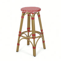 Red Bamboo Print Outdoor Backless Barstools Set Of 2 29.5 Inch Height