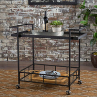 Elegant Mobile Bar Cart With Storage And Serving Tray For Home Entertaining