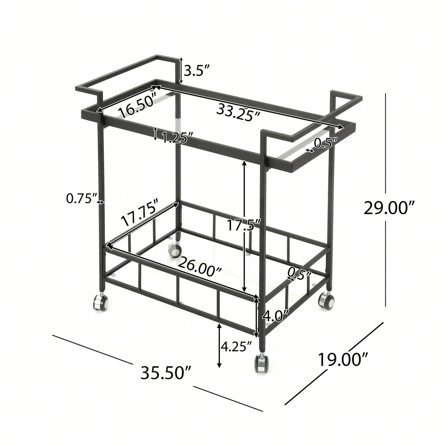 Elegant Mobile Bar Cart With Storage And Serving Tray For Home Entertaining