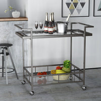 Elegant Mobile Bar Cart With Storage And Serving Tray For Home Entertaining