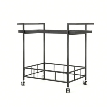 Elegant Mobile Bar Cart With Storage And Serving Tray For Home Entertaining