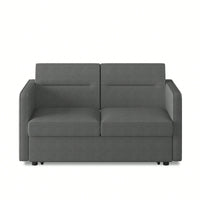 Loveseat Sofa Bed With Pull-Out Bed Adjustable Backrest And Two Arm Pockets Dark Grey