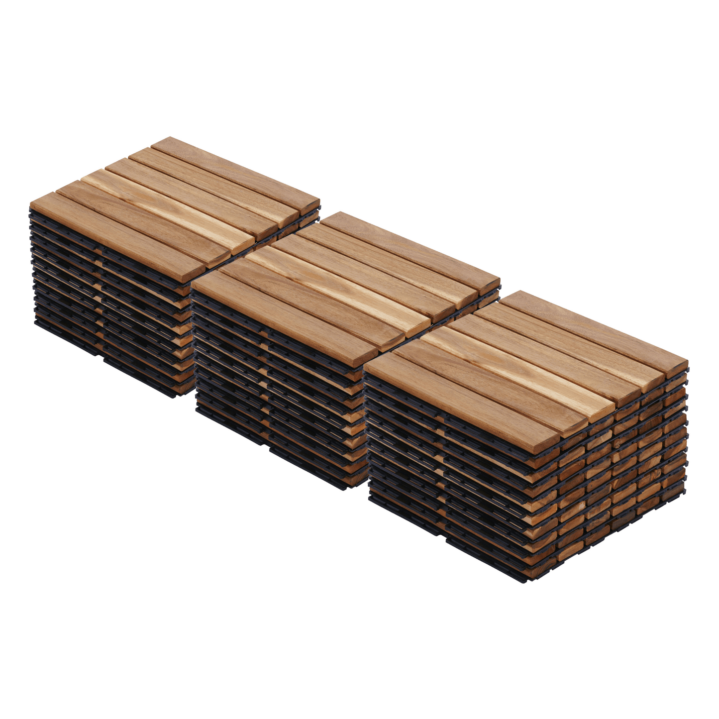 30 Interlocking Striped Acacia Hardwood Deck Tiles 12x12 Outdoor Flooring For Patio Balcony Poolside