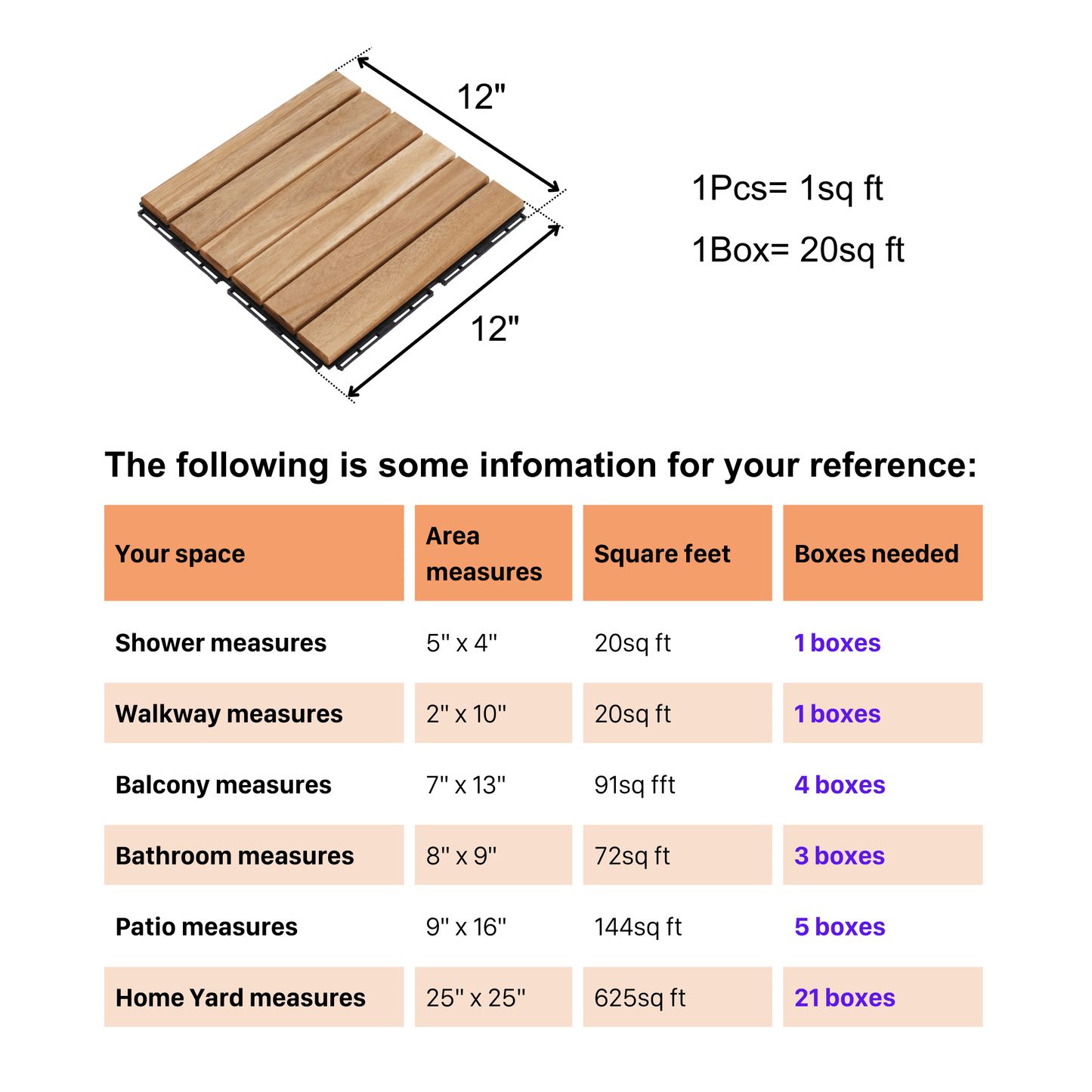 30 Interlocking Striped Acacia Hardwood Deck Tiles 12x12 Outdoor Flooring For Patio Balcony Poolside