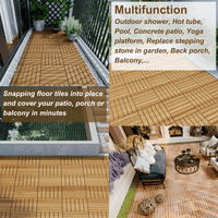 30 Interlocking Striped Acacia Hardwood Deck Tiles 12x12 Outdoor Flooring For Patio Balcony Poolside