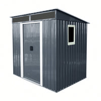 Outdoor Metal Storage Shed With Window And Transparent Panel For Garden And Lawn 6ft X 5ft Black And White