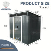 6ft X 5ft Outdoor Metal Storage Shed With Lockable Sliding Doors And Clear Panel For Garden And Lawn Use In Black And White