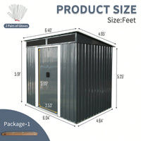 6ft X 5ft Outdoor Metal Storage Shed With Lockable Sliding Doors And Clear Panel For Garden And Lawn Use In Black And White