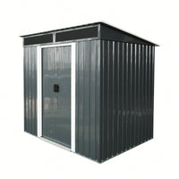 6ft X 5ft Outdoor Metal Storage Shed With Lockable Sliding Doors And Clear Panel For Garden And Lawn Use In Black And White