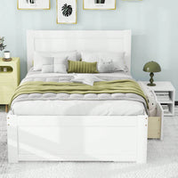 Twin Size Platform Bed With Storage Drawer And Two Shelves Gray