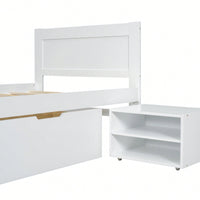 Twin Size Platform Bed With Storage Drawer And Two Shelves Gray