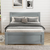 Twin Size Platform Bed With Storage Drawer And Two Shelves Gray