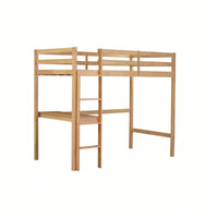 Twin High Loft Bed With Safety Guardrail And Built-In Desk In White Oak Finish