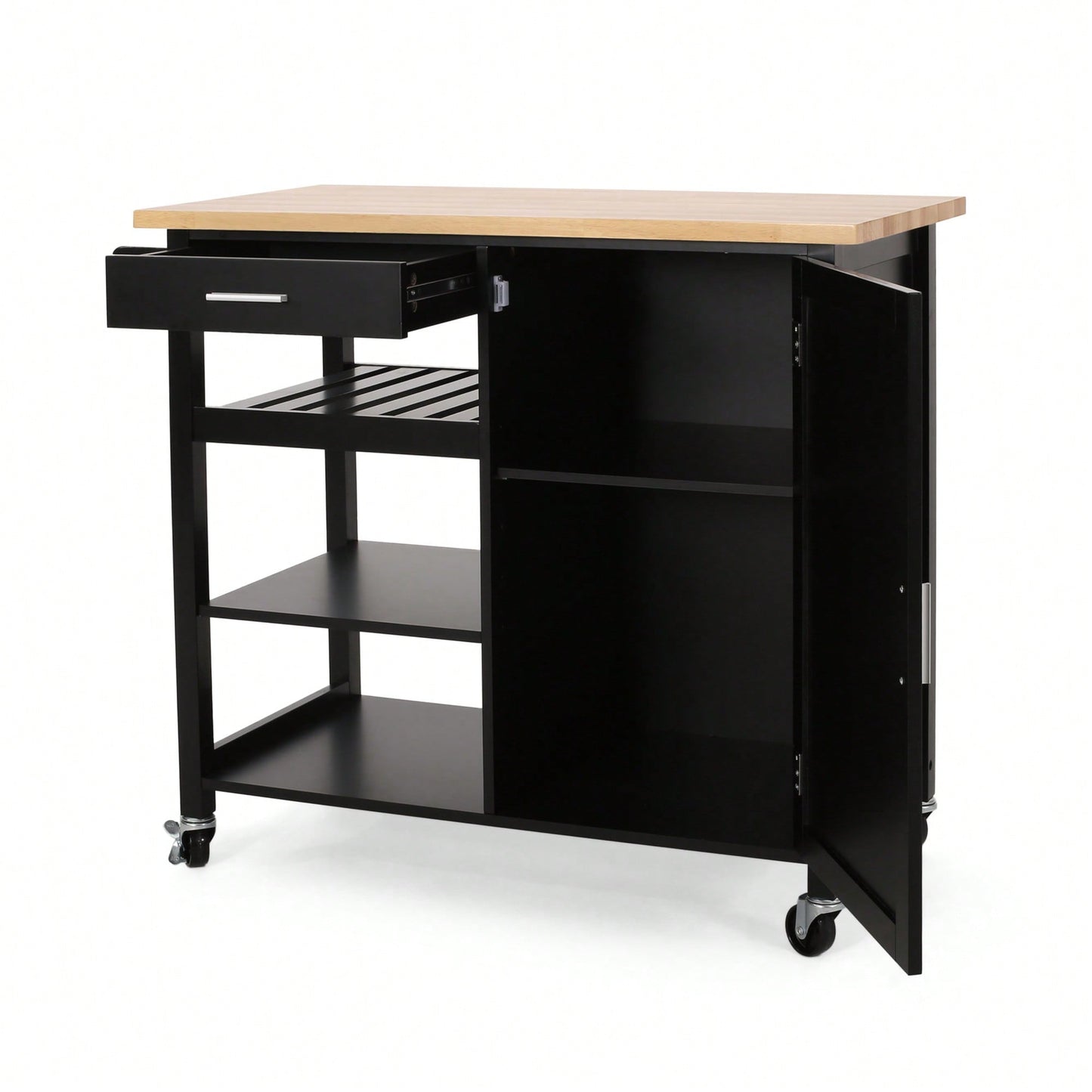 Versatile Rolling Kitchen Cart With Storage And Adjustable Shelves For Dining And Cooking Needs