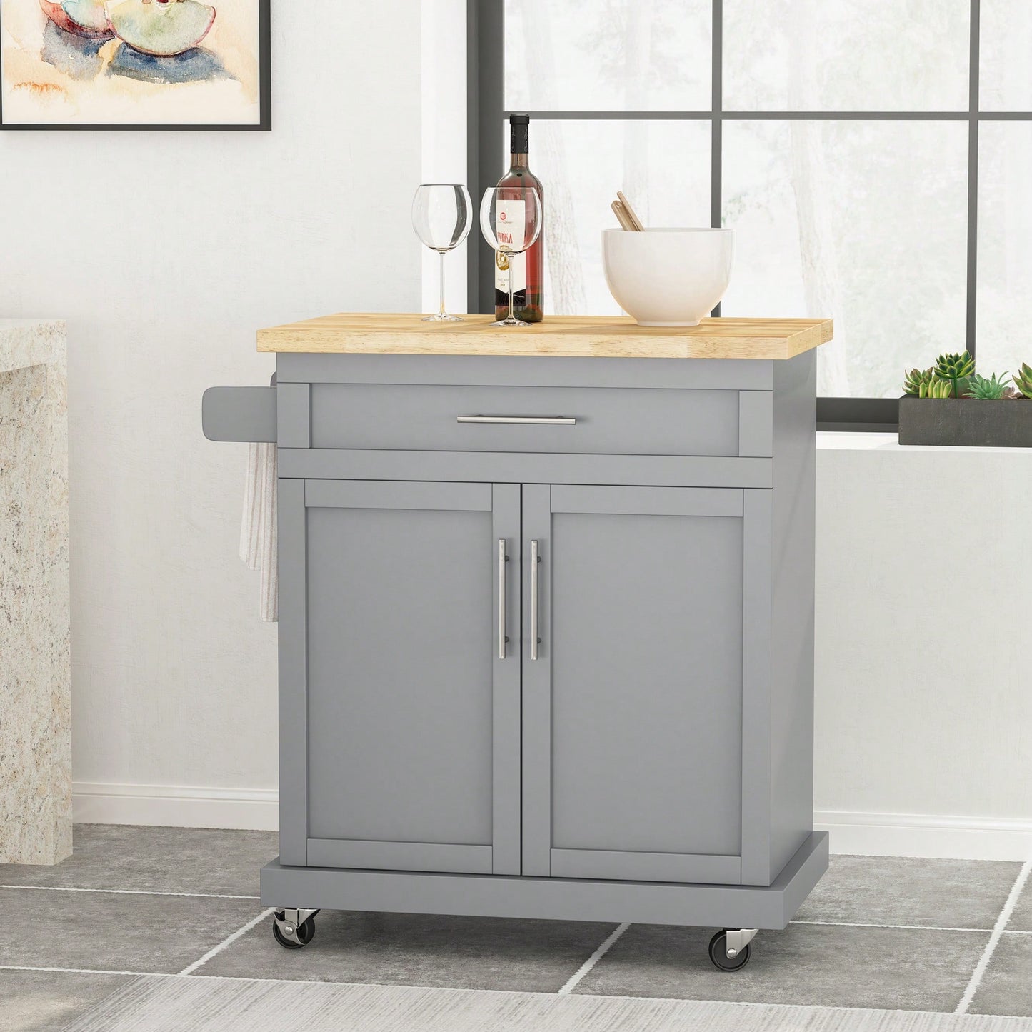 Versatile Rolling Kitchen Cart With Storage And Adjustable Shelves For Dining And Cooking Needs