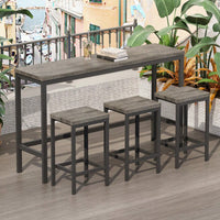 Stylish Modern Kitchen Dining Table Set With 3 Stools Easy Assembly Gray Finish