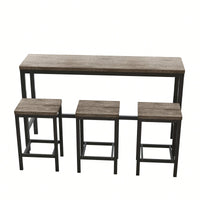 Stylish Modern Kitchen Dining Table Set With 3 Stools Easy Assembly Gray Finish