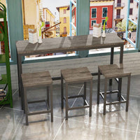 Stylish Modern Kitchen Dining Table Set With 3 Stools Easy Assembly Gray Finish