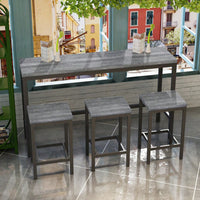 Stylish Modern Kitchen Dining Table Set With 3 Stools Easy Assembly Gray Finish