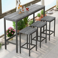 Stylish Modern Kitchen Dining Table Set With 3 Stools Easy Assembly Gray Finish