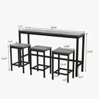 Stylish Modern Kitchen Dining Table Set With 3 Stools Easy Assembly Gray Finish