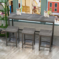 Stylish Modern Kitchen Dining Table Set With 3 Stools Easy Assembly Gray Finish