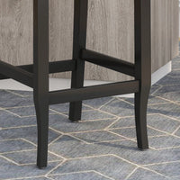 Fabric Tufted Wingback Counter Stools Set Of 2 With Dark Brown Legs 31 Inch Height Navy Blue