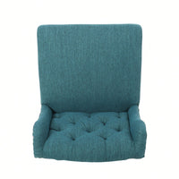 Fabric Tufted Wingback Counter Stools Set Of 2 With Dark Brown Legs 31 Inch Height Navy Blue