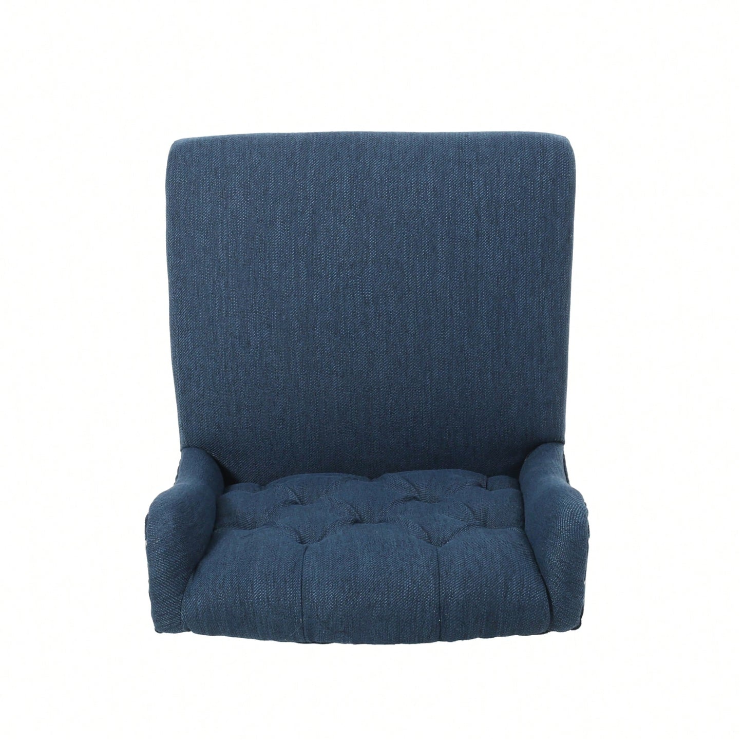 Fabric Tufted Wingback Counter Stools Set Of 2 With Dark Brown Legs 31 Inch Height Navy Blue
