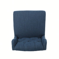 Fabric Tufted Wingback Counter Stools Set Of 2 With Dark Brown Legs 31 Inch Height Navy Blue