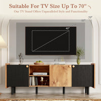 Mid Century Modern TV Stand for TVs Up to 70 Inches Stylish Media Console with 3 Cabinets Storage Solution for Bedroom Home Theatre