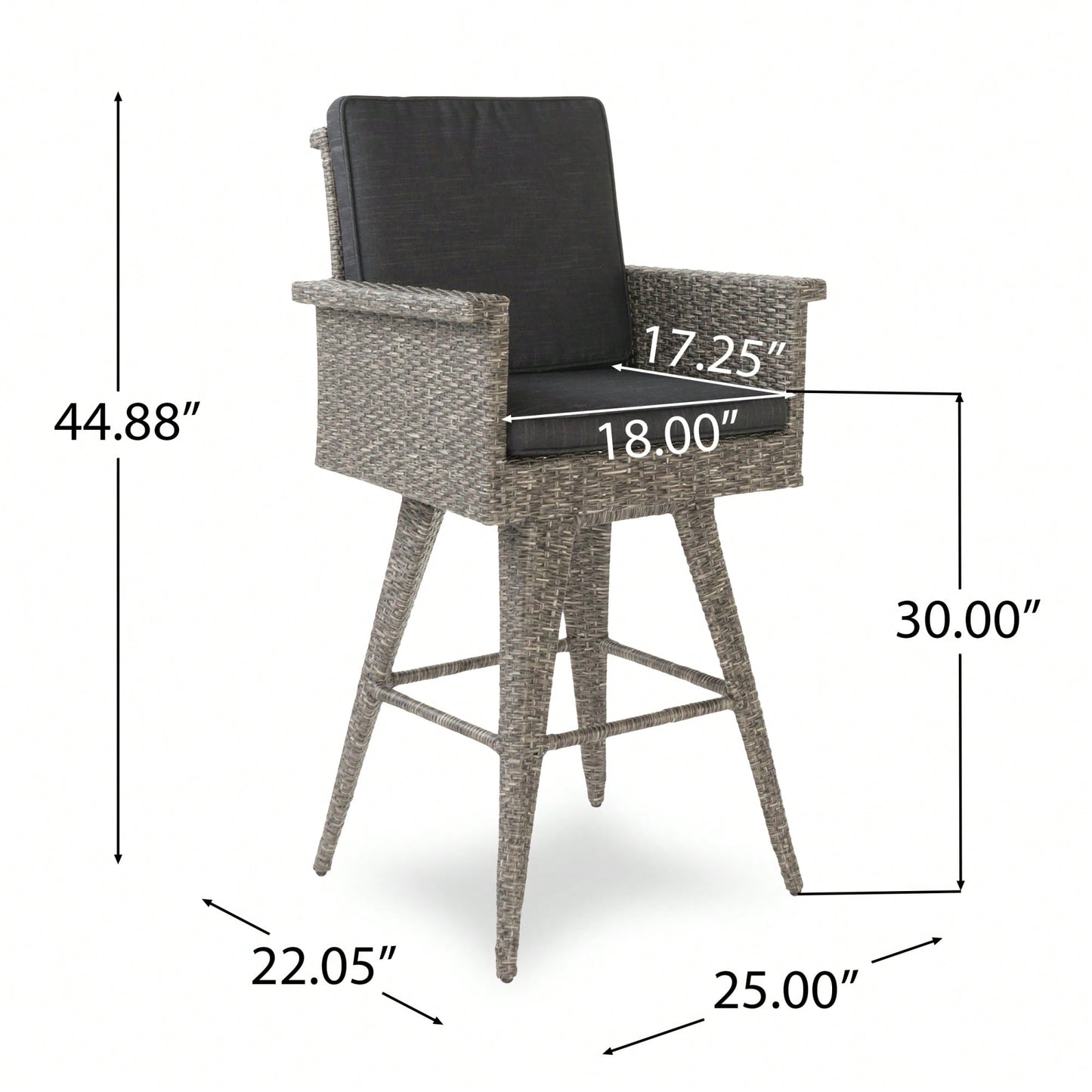 30 Inch Outdoor Wicker Barstool With Waterproof Cushions For Patio And Garden Use