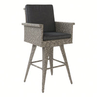 30 Inch Outdoor Wicker Barstool With Waterproof Cushions For Patio And Garden Use