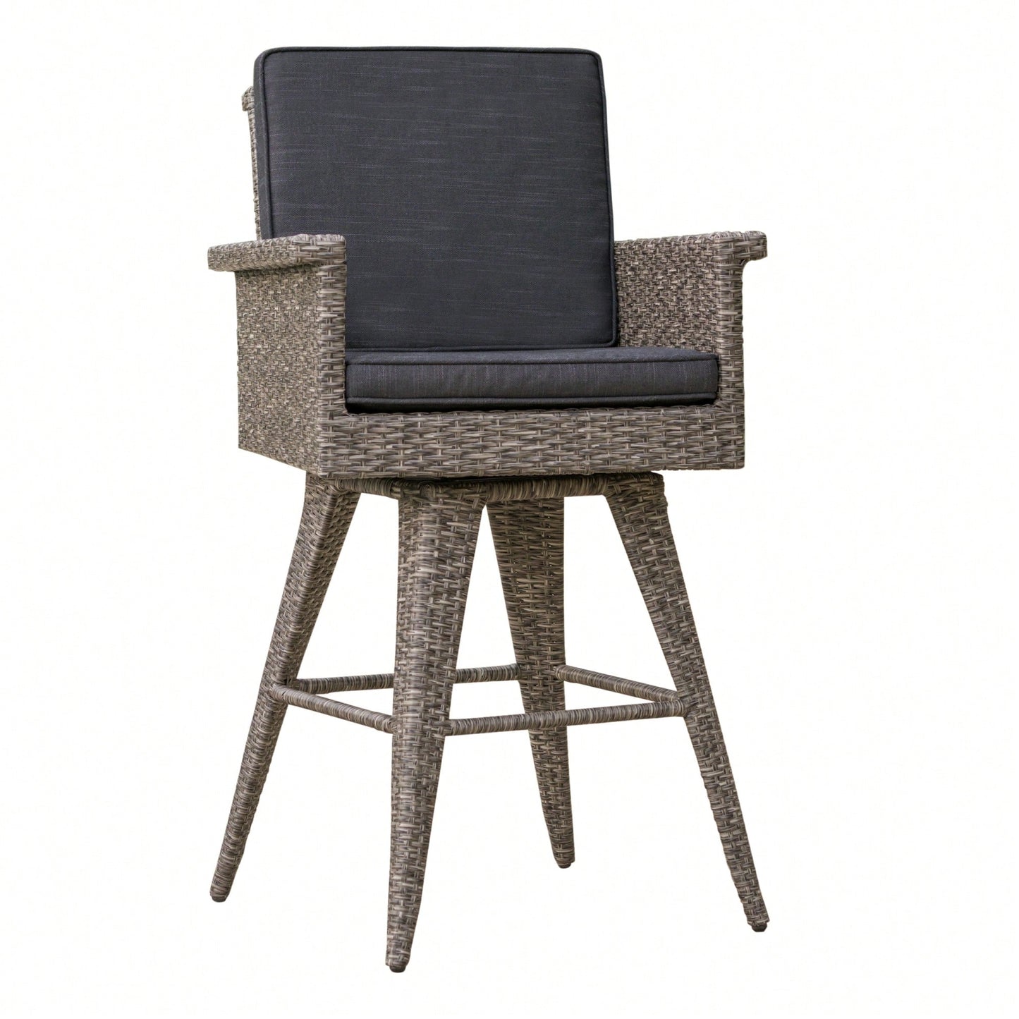 30 Inch Outdoor Wicker Barstool With Waterproof Cushions For Patio And Garden Use