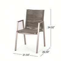 Contemporary Outdoor Aluminum Dining Chairs With Rope Seat Set Of 2 Silver And Taupe