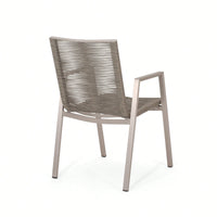 Contemporary Outdoor Aluminum Dining Chairs With Rope Seat Set Of 2 Silver And Taupe