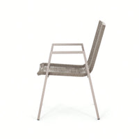 Contemporary Outdoor Aluminum Dining Chairs With Rope Seat Set Of 2 Silver And Taupe