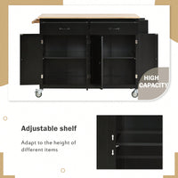 Versatile Kitchen Island Cart With Solid Wood Top, Locking Wheels, Ample Storage, And Convenient Accessories In Black Finish