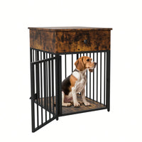 Stylish Indoor Dog Crate Furniture With Drawer - Decorative Chew-Proof Dog Kennel And End Table For Small Pets