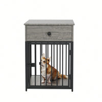 Stylish Indoor Dog Crate Furniture With Drawer - Decorative Chew-Proof Dog Kennel And End Table For Small Pets