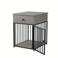 Stylish Indoor Dog Crate Furniture With Drawer - Decorative Chew-Proof Dog Kennel And End Table For Small Pets