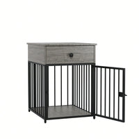 Stylish Indoor Dog Crate Furniture With Drawer - Decorative Chew-Proof Dog Kennel And End Table For Small Pets