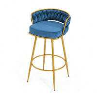 Modern Swivel Counter Height Bar Stools Set of 2 with Hand-Woven Backrest Gold Metal Legs Upholstered Low Back Kitchen Chairs Beige