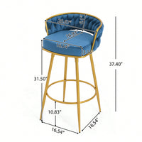 Modern Swivel Counter Height Bar Stools Set of 2 with Hand-Woven Backrest Gold Metal Legs Upholstered Low Back Kitchen Chairs Beige