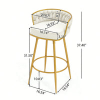Modern Swivel Counter Height Bar Stools Set of 2 with Hand-Woven Backrest Gold Metal Legs Upholstered Low Back Kitchen Chairs Beige